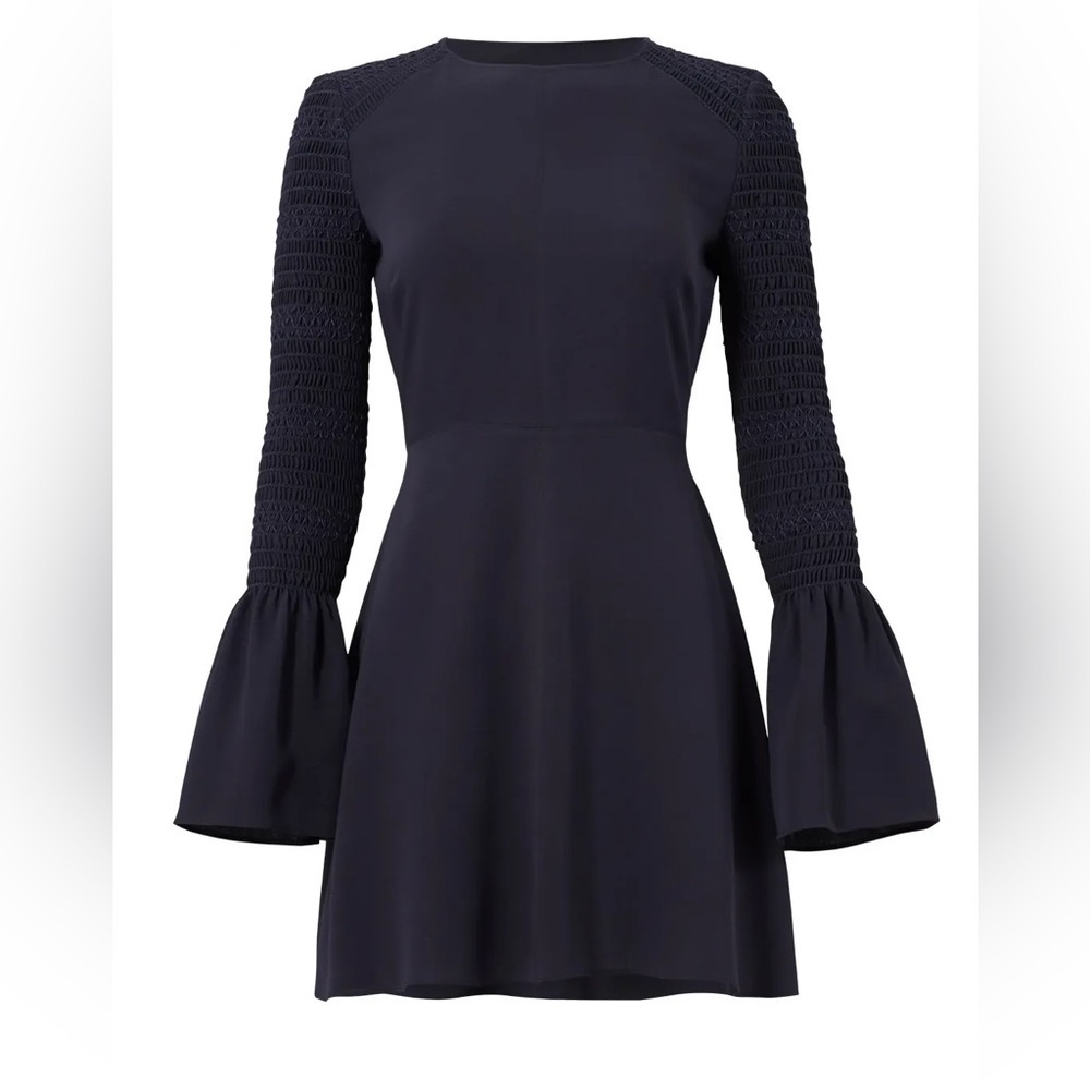 A.L.C. Midnight Alexa Bell Sleeve Smocked Mini Dress Size 4